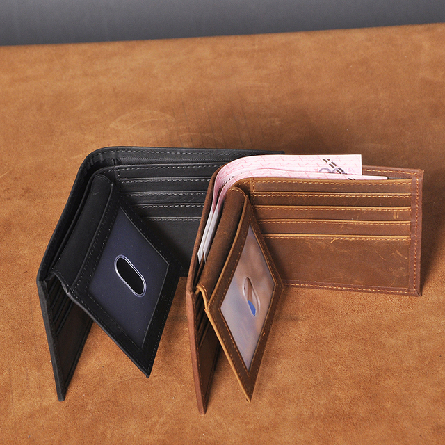 Skórzany portfel męski - cienki i elegancki, z drukiem poziomym - Wianko - 5