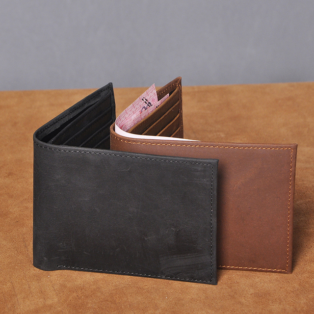 Skórzany portfel męski - cienki i elegancki, z drukiem poziomym - Wianko - 6