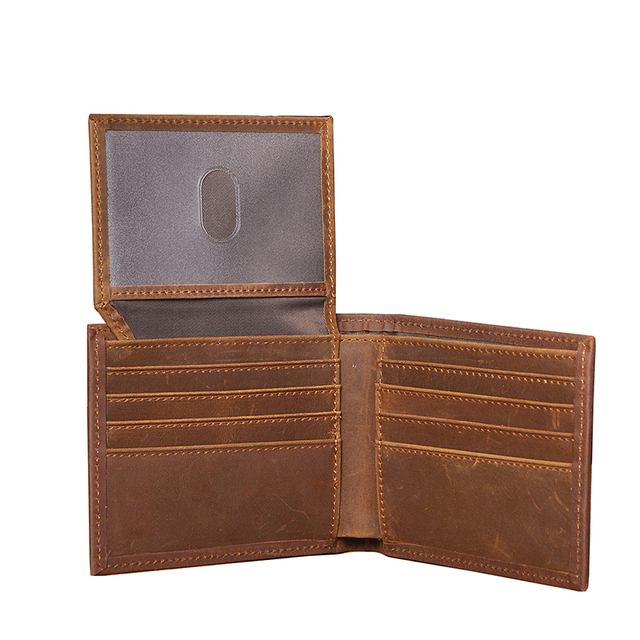 Skórzany portfel męski - cienki i elegancki, z drukiem poziomym - Wianko - 2