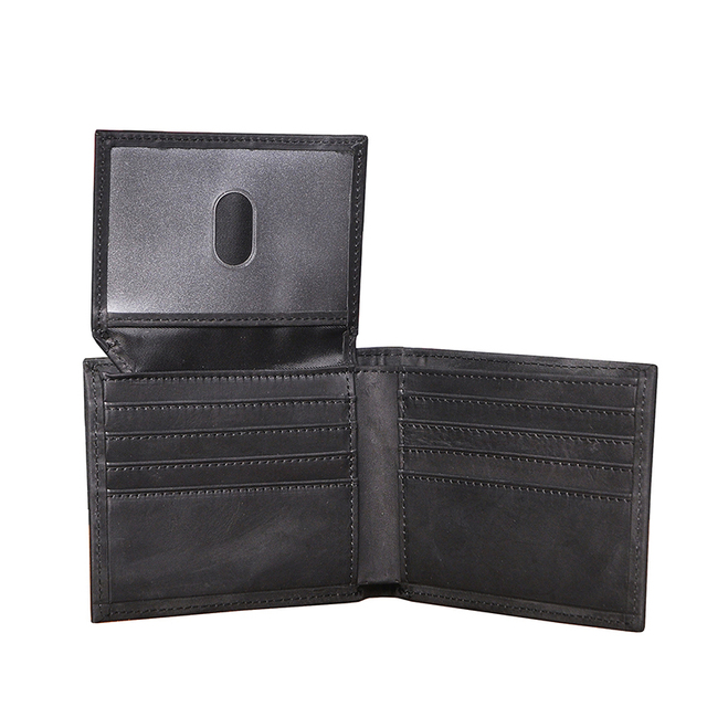 Skórzany portfel męski - cienki i elegancki, z drukiem poziomym - Wianko - 1