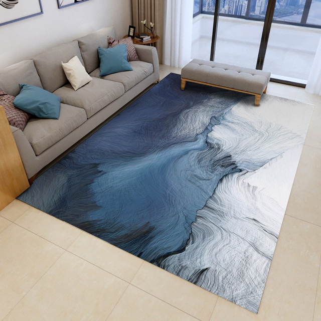 Dywan podłogowy flanelowy z nadrukiem abstrakcyjnych niebieskich chmur – nowość do salonu - Wianko - 12
