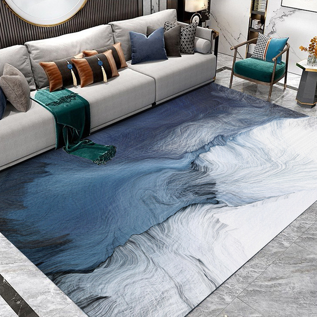 Dywan podłogowy flanelowy z nadrukiem abstrakcyjnych niebieskich chmur – nowość do salonu - Wianko - 15