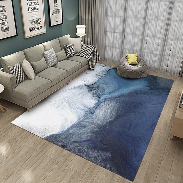 Dywan podłogowy flanelowy z nadrukiem abstrakcyjnych niebieskich chmur – nowość do salonu - Wianko - 10
