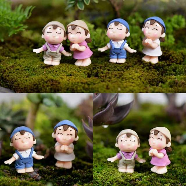 Breloczek na klucze - Miniaturowa para kochanków w krajobrazie - Prezent ślubny - Oryginalna dekoracja do ogrodu Bonsai i domku dla lalek - Wianko - 8