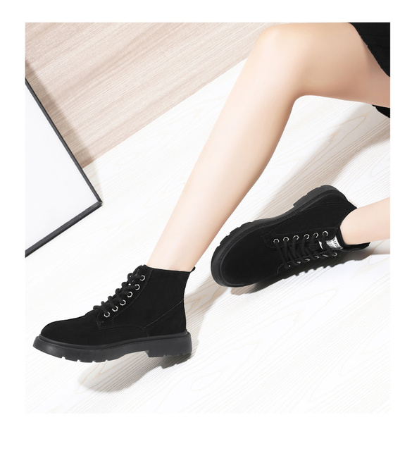 Czarne zimowe buty damskie - modele do kostki, modne, wiązane, outdoorowe, antypoślizgowe i wygodne - Wianko - 16