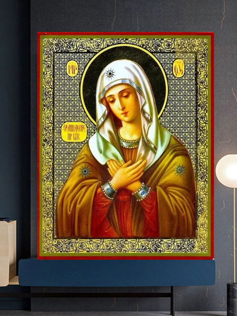 Diamentowy obraz Madonna ikona matka boska, religijny haft 3D - ściegiem krzyżykowym, pełne okręgi - Wianko - 6