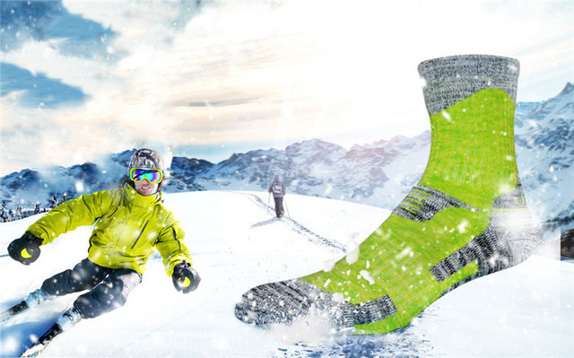 Narciarskie skarpety termiczne zimowe, 2 pary, miękkie i komfortowe, idealne do snowboardu, kolarstwa i trekkingu - Wianko - 1