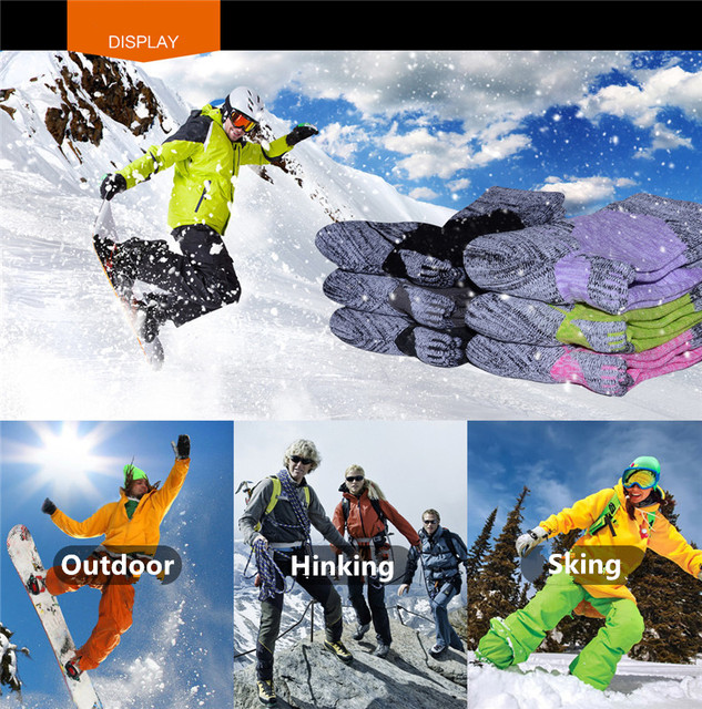 Narciarskie skarpety termiczne zimowe, 2 pary, miękkie i komfortowe, idealne do snowboardu, kolarstwa i trekkingu - Wianko - 2