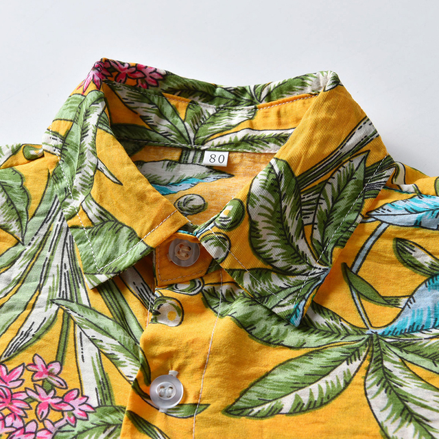 Zestaw ubrań dla chłopców: kwiatowy wzór koszulka z krótkim rękawem, T-shirt i spodnie z bawełny - Wianko - 6