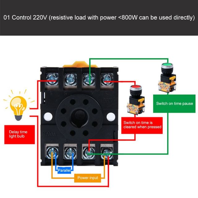 Przekaźnik kontrola cyklu DH48S-S AC/DC z programowalnym czasem cyfrowym i funkcją opóźnienia - 12V 24V 220V 380V - Wianko - 3