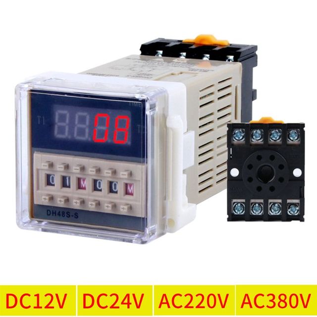 Przekaźnik kontrola cyklu DH48S-S AC/DC z programowalnym czasem cyfrowym i funkcją opóźnienia - 12V 24V 220V 380V - Wianko - 1