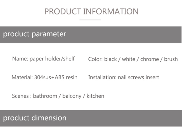 Uchwyt na papier do łazienki - Biało-czarny, wykonany z trwałej żywicy ABS i stali nierdzewnej - Wianko - 2