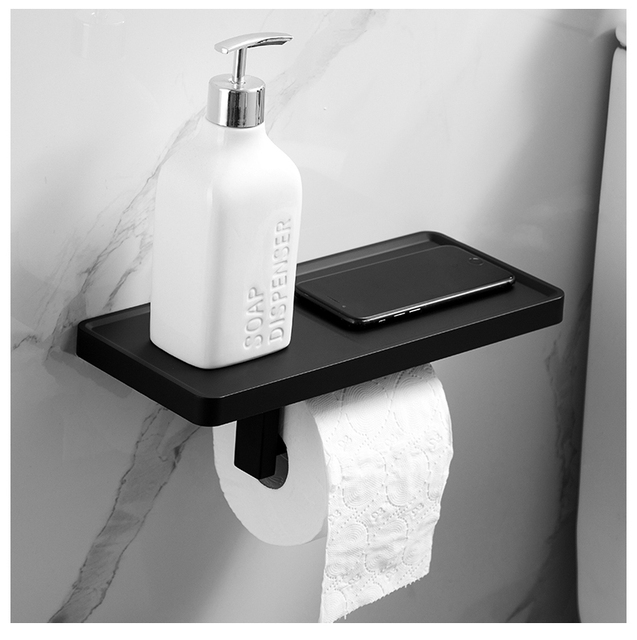 Uchwyt na papier do łazienki - Biało-czarny, wykonany z trwałej żywicy ABS i stali nierdzewnej - Wianko - 7