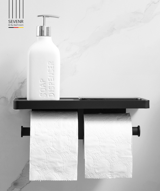 Uchwyt na papier do łazienki - Biało-czarny, wykonany z trwałej żywicy ABS i stali nierdzewnej - Wianko - 6