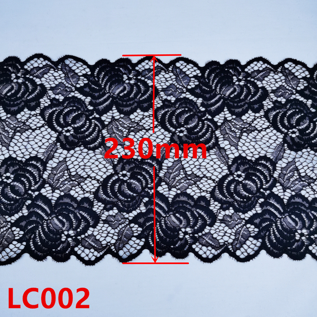 Dekoracyjna czarna koronka z rzęskami - 2 metry, 23 cm, haftowana, idealna do sukien ślubnych i tapicerki - Wianko - 2