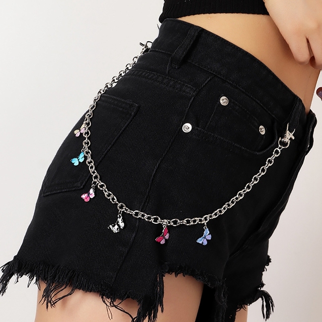 Spodnie dziewczęce łańcuszek motyl Punk Style portfel kieszonkowy Jeans spódnica - Wianko - 11