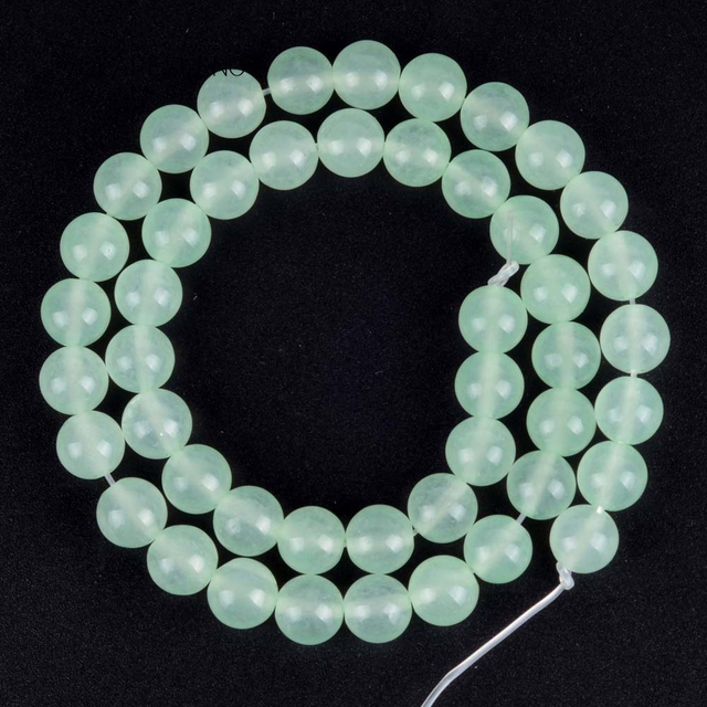 Koraliki zielonych kamieni Jades, okrągłe, różnej wielkości, na 15-calowej nitce - Wianko - 4