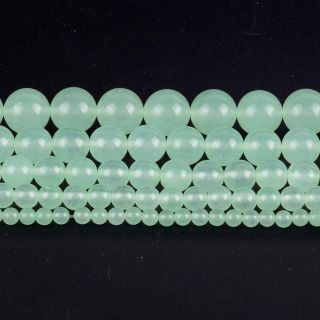 Koraliki zielonych kamieni Jades, okrągłe, różnej wielkości, na 15-calowej nitce - Wianko - 2