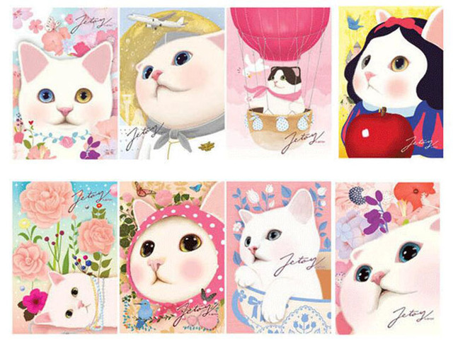 Partia 5 sztuk Vintage ślicznych kotów - kartki z życzeniami/pocztówki świąteczne (H015) - Wianko - 7