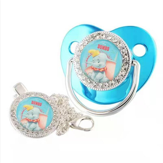 Myszka Miki - niebieski smoczek z kryształkami i klipsem Simby i Minnie Mouse - prezent dla niemowląt - Wianko - 2