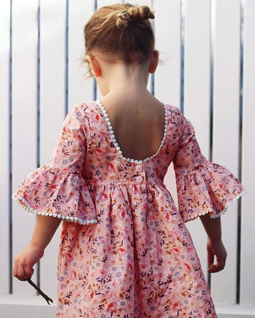 Dziewczęca sukienka kwiatowa 2020 New Arrival dla dzieci – idealna na letnie party, w stylu boho, bez pleców, do uroczystości i na co dzień - Wianko - 2