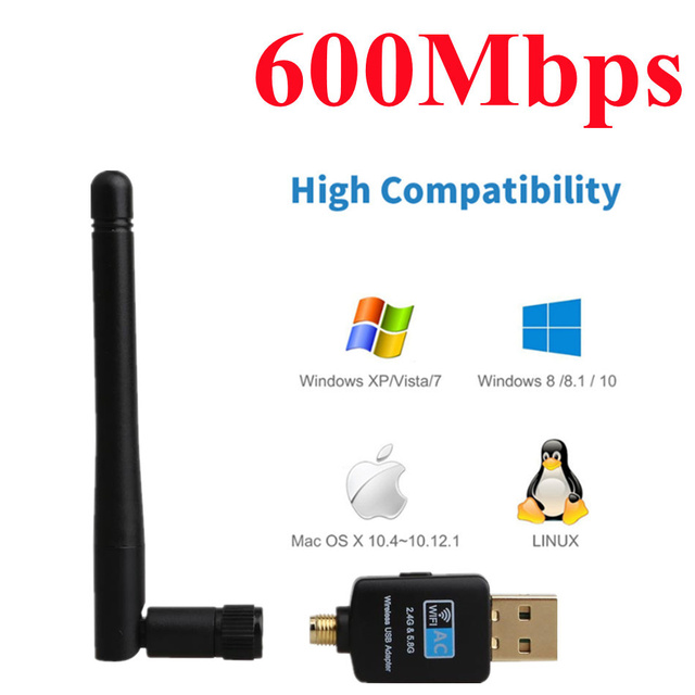 Adapter USB WiFi 600Mbps 2.4GHz + 5.8GHz - Bezprzewodowa karta sieciowa z szybką anteną - Wianko - 2
