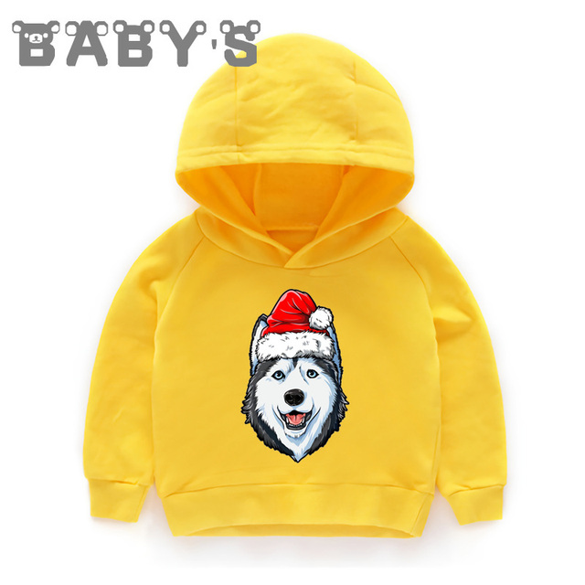 Bluza pulower z kapturem dziecięca, wzór dzieci boże narodzenie, mops/francuski buldog/husky, dla dziewczynki i chłopca, KMT5334 - Wianko - 31