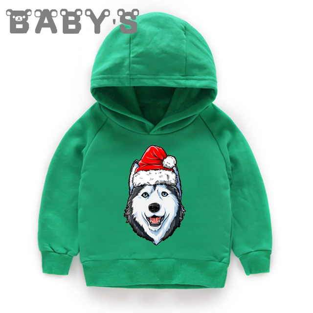 Bluza pulower z kapturem dziecięca, wzór dzieci boże narodzenie, mops/francuski buldog/husky, dla dziewczynki i chłopca, KMT5334 - Wianko - 30
