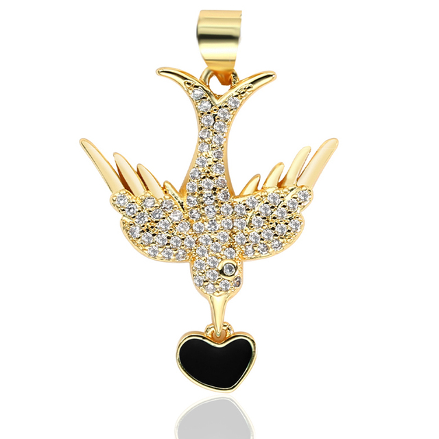 Wisiorek DIY bransoletka naszyjnik kolczyki - kształt ptaka, kształt serca, moda, miedziowane dodatki do tworzenia biżuterii CZ - Wianko - 7