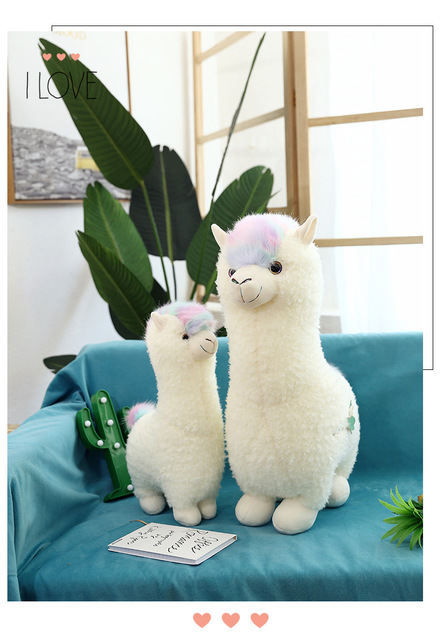 Biały Pluszowy Alpaka Lama - Miękkie Zabawki wypchane Zwierzęce Lalki Alpacasso dla Dzieci - 38/46cm - Wianko - 3