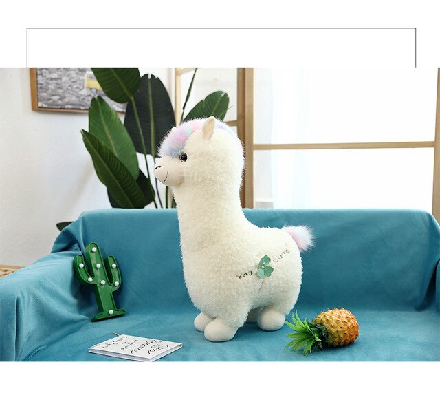 Biały Pluszowy Alpaka Lama - Miękkie Zabawki wypchane Zwierzęce Lalki Alpacasso dla Dzieci - 38/46cm - Wianko - 9