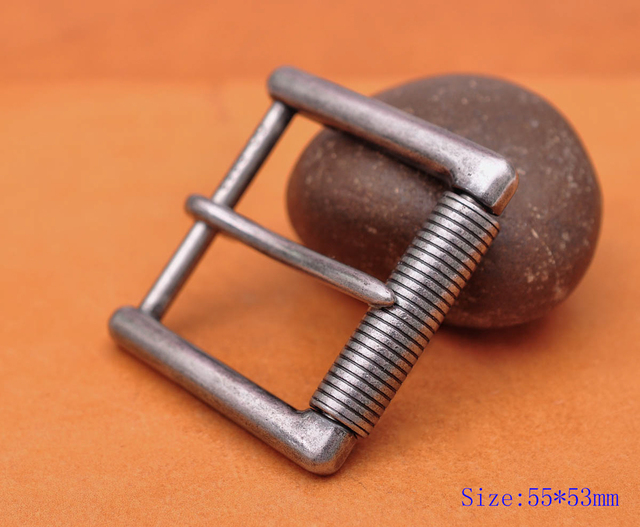 Mocna, antyczna srebrna klamra z bolcem do skórzanych pasków Veg 55*53MM (wewnętrzna 40MM) - Wianko - 3
