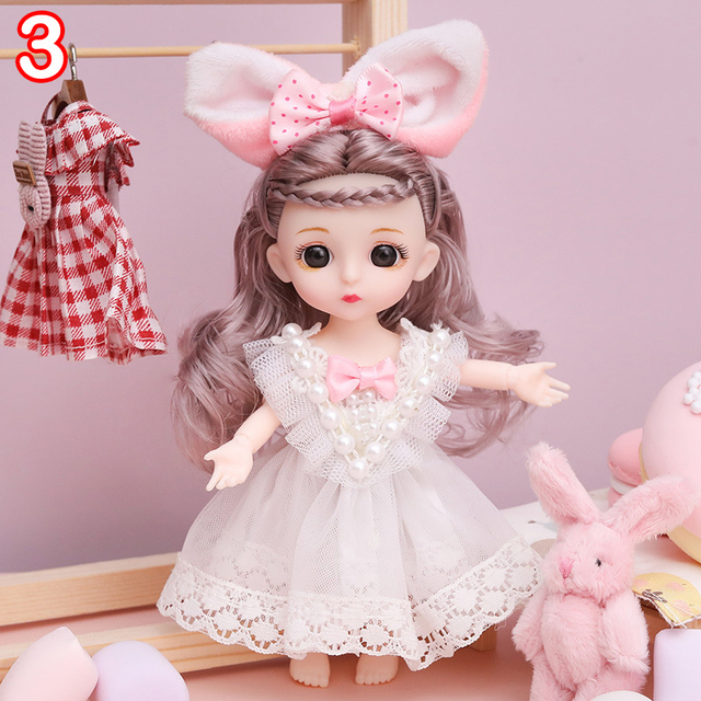 Nowa 16 cm BJD Mini lalka z ubraniami dla dzieci - MINIATURKA, element ubioru 1/12, 3D oczy dla dziewczynki, idealna na urodziny - Wianko - 3