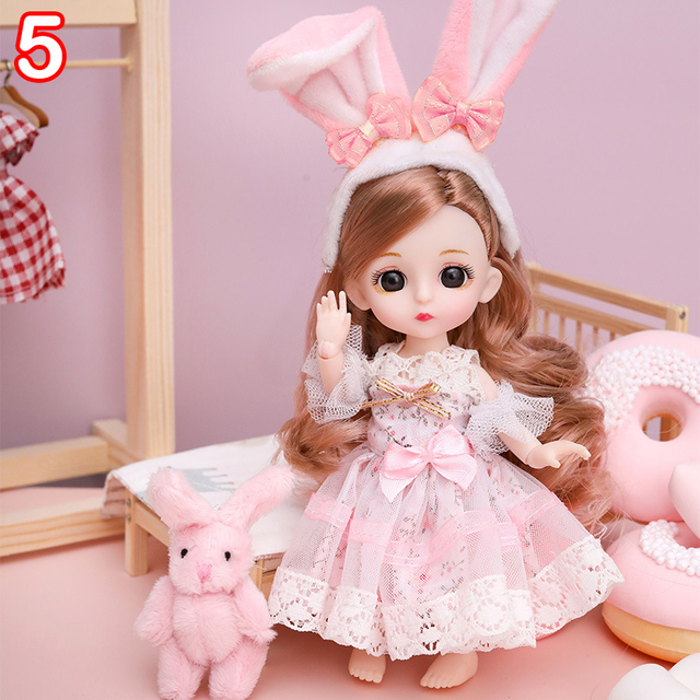 Nowa 16 cm BJD Mini lalka z ubraniami dla dzieci - MINIATURKA, element ubioru 1/12, 3D oczy dla dziewczynki, idealna na urodziny - Wianko - 5