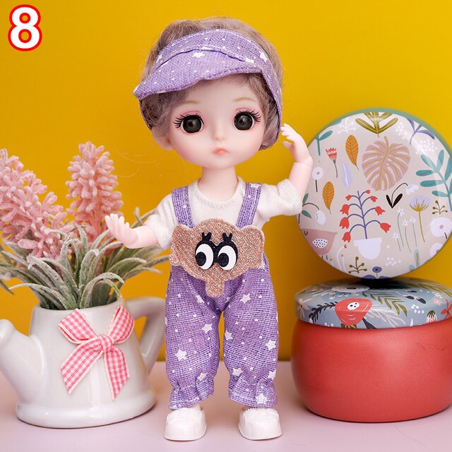 Nowa 16 cm BJD Mini lalka z ubraniami dla dzieci - MINIATURKA, element ubioru 1/12, 3D oczy dla dziewczynki, idealna na urodziny - Wianko - 8