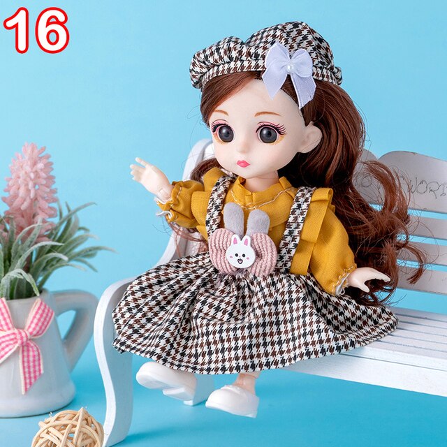 Nowa 16 cm BJD Mini lalka z ubraniami dla dzieci - MINIATURKA, element ubioru 1/12, 3D oczy dla dziewczynki, idealna na urodziny - Wianko - 16