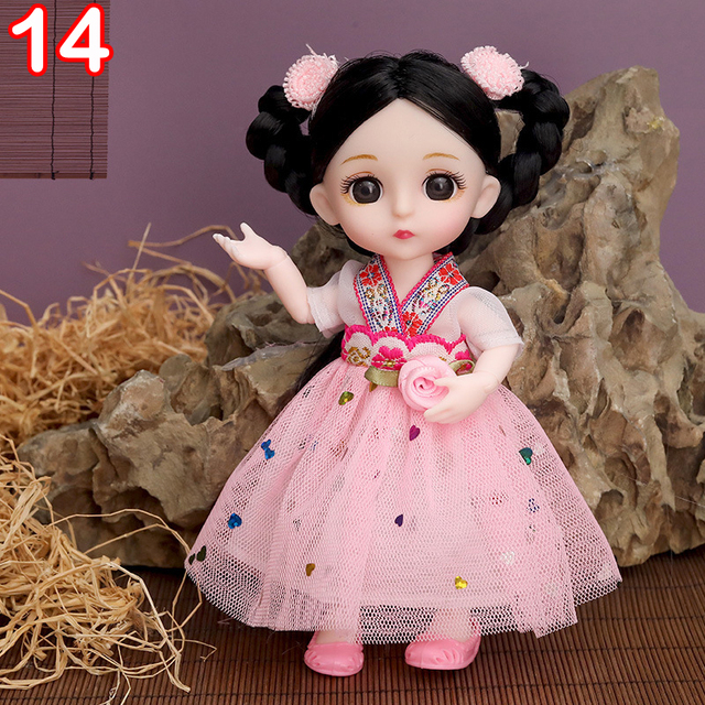 Nowa 16 cm BJD Mini lalka z ubraniami dla dzieci - MINIATURKA, element ubioru 1/12, 3D oczy dla dziewczynki, idealna na urodziny - Wianko - 14
