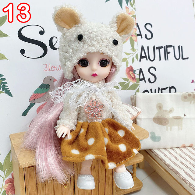 Nowa 16 cm BJD Mini lalka z ubraniami dla dzieci - MINIATURKA, element ubioru 1/12, 3D oczy dla dziewczynki, idealna na urodziny - Wianko - 13