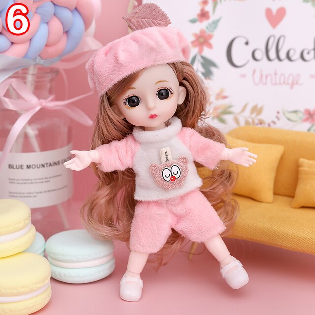 Nowa 16 cm BJD Mini lalka z ubraniami dla dzieci - MINIATURKA, element ubioru 1/12, 3D oczy dla dziewczynki, idealna na urodziny - Wianko - 6