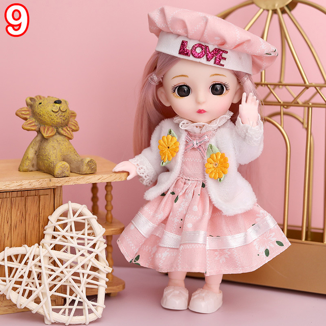 Nowa 16 cm BJD Mini lalka z ubraniami dla dzieci - MINIATURKA, element ubioru 1/12, 3D oczy dla dziewczynki, idealna na urodziny - Wianko - 9