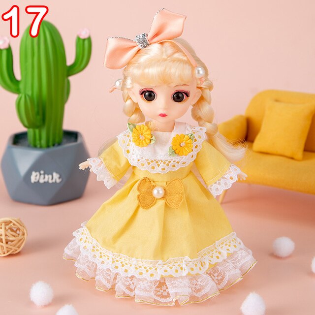 Nowa 16 cm BJD Mini lalka z ubraniami dla dzieci - MINIATURKA, element ubioru 1/12, 3D oczy dla dziewczynki, idealna na urodziny - Wianko - 17