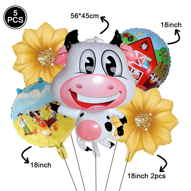 Kwiat krowa laska balony urodzinowe zwierząt Farm dekoracja imprezy tematycznej 18 cali balon aluminiowy zabawki dla dzieci dostaw.Kolorowe balony urodzinowe zwierząt Farm - dekoracja imprezy tematycznej - Wianko - 7