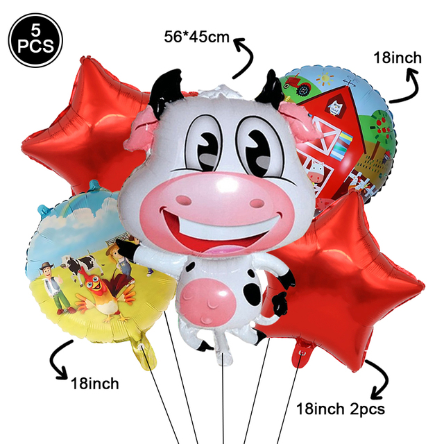 Kwiat krowa laska balony urodzinowe zwierząt Farm dekoracja imprezy tematycznej 18 cali balon aluminiowy zabawki dla dzieci dostaw.Kolorowe balony urodzinowe zwierząt Farm - dekoracja imprezy tematycznej - Wianko - 6