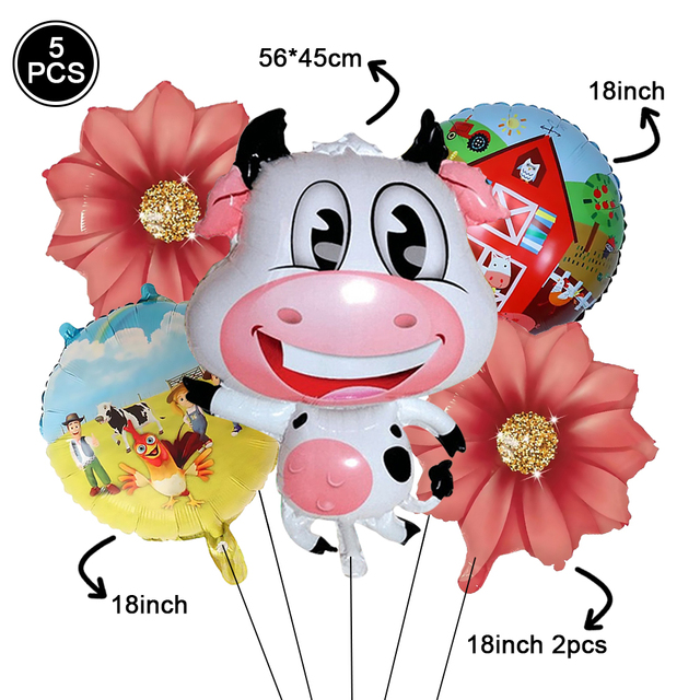 Kwiat krowa laska balony urodzinowe zwierząt Farm dekoracja imprezy tematycznej 18 cali balon aluminiowy zabawki dla dzieci dostaw.Kolorowe balony urodzinowe zwierząt Farm - dekoracja imprezy tematycznej - Wianko - 8