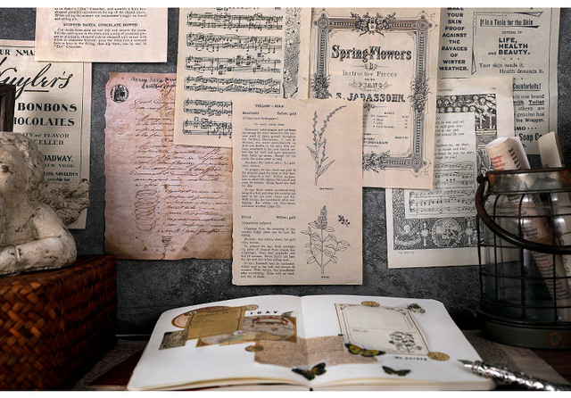 Bloczek MOHAMM 10 arkuszy papierów Vintage Letter do Scrapbookingu - DIY ozdoby statki materiał - Wianko - 13