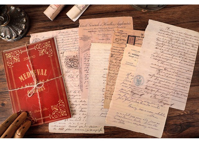 Bloczek MOHAMM 10 arkuszy papierów Vintage Letter do Scrapbookingu - DIY ozdoby statki materiał - Wianko - 24