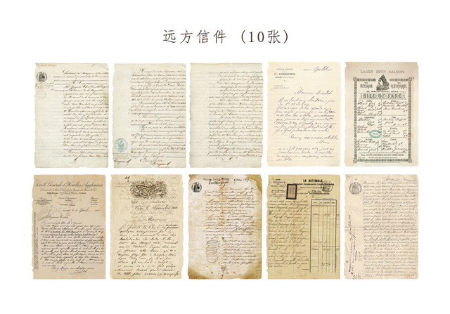 Bloczek MOHAMM 10 arkuszy papierów Vintage Letter do Scrapbookingu - DIY ozdoby statki materiał - Wianko - 8