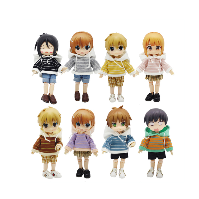 Nowa lalka ubrania ob11 dla dzieci w stylu casual - paski sweter z kapturem - Wianko - 1