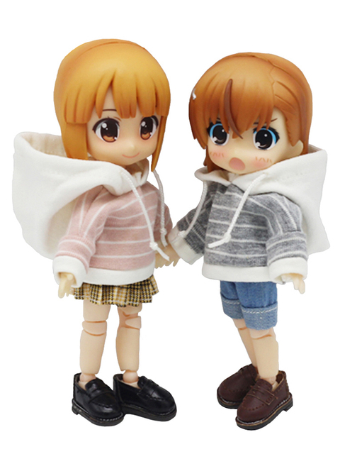 Nowa lalka ubrania ob11 dla dzieci w stylu casual - paski sweter z kapturem - Wianko - 6