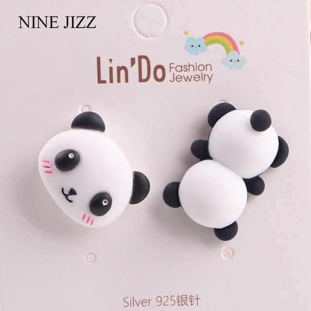 Kolczyki wiszące z uroczym motywem zwierząt - NINEJIZZ Cute Animal S925 3D Cartoon kolczyki dla kobiet, handmade z gliny polimerowej, Motyw: śliczny pies i panda, dla dziewczyn - Wianko - 13